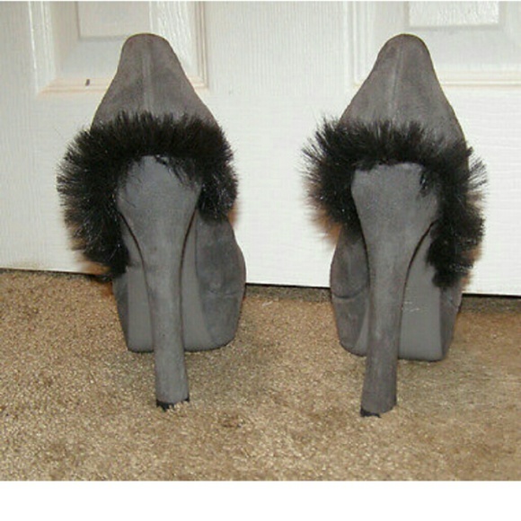 YSL gray suede Mohawk "Palais" platform pumps 8.5 - Picture 4 of 8
